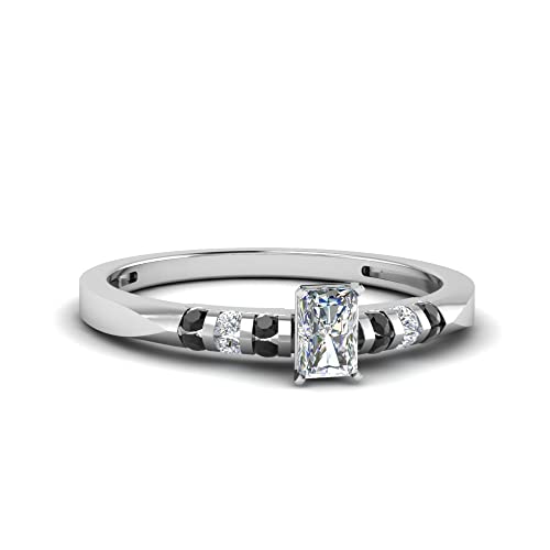 Bague en diamant et argent sterling radiant avec sertissage canal chic