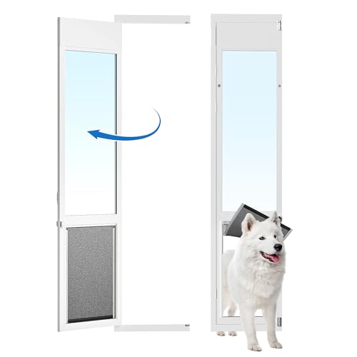 XLarge Dog Door for Sliding Glass Door,Openable Pet Door for Sliding Glass Doors，All-Metal Framed & Panel & Lock,Adjustable 75 7/8' to 81' Slider Height -Extra Large