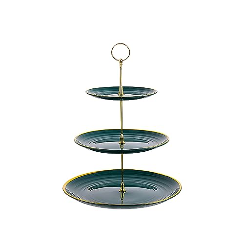 NewFree Cake Stand 3 Tier Green, Afternoon Tea Stands Cake Stands, Round Tiered Cake Stand for Afternoon Tea Decorations, Reusable 3 Tier Cake Stand for Party, Birthday, Wedding