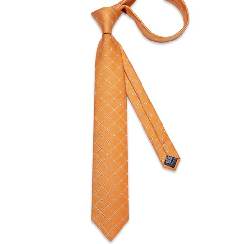 Image of DiBanGu Mens Silk Plaid Tie and Pocket Square Set | Elegant Silk Formal Tie Set, Woven Check Necktie and Cufflinks Tie Clip Set, Perfect for Wedding Party, Comes in Gift Box