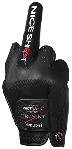 Image of Nice Shot Trident Men's Golf Glove in Triple Reinforced Premium Black Cabretta Leather