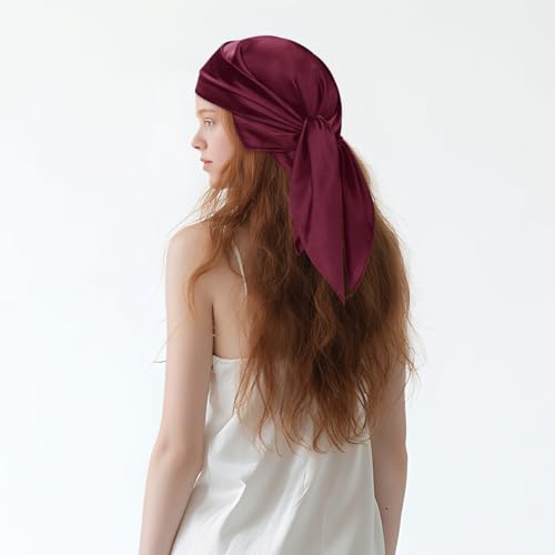 Women Silk Feeling Scarf 27.5'' Solid Color Square Satin Scarf Neck Head Bandana for Halloween Costume Accessories2