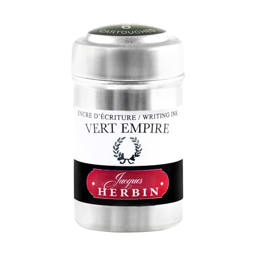 Jacques Herbin 20139T Tintenpatronen für Füllfederhalter und Tintenroller (Produkt ohne Verpackung – Objektiv ohne Abfall), Empire Grün, Olivengrün