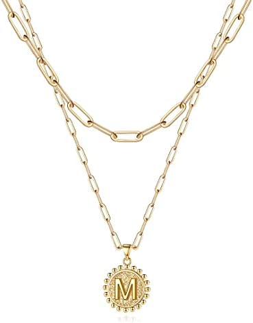 Ursteel Initial Necklace for Women - 14K Gold Plated Dainty Initi...