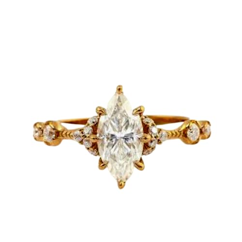 Bague fiançailles argent 925 moissanite plaqué or 14 carats RNG