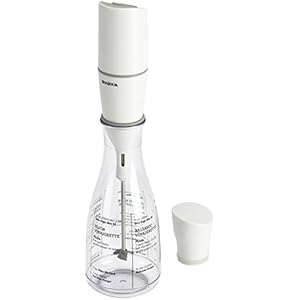 BonJour Chef’s Tools Plastic Salad Dressing Carafe and Handheld Mixer, 12-Ounce, Salad Chef, White/Clear