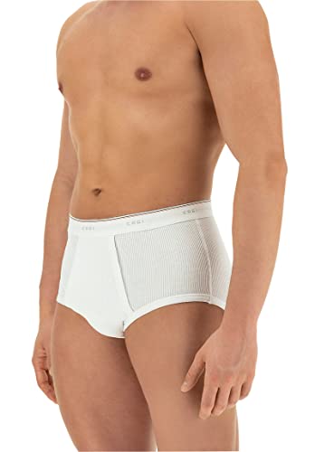 Offerta da 3 Pezzi 3 Slip classico uomo Cagi 1200 alto con apertura in puro cotone a costine (8, Bianco)