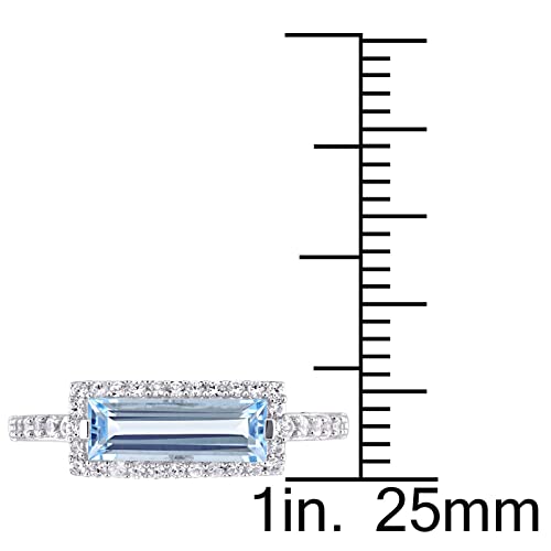 2.00 CT Emerald Cut Aquamarine & Lab Created Diamond Halo Engagement Ring 14K White Gold Plated BY BALAJIGEMSANDJEWELRY2