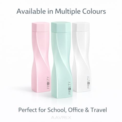 Image of Premium Slim Square Water Bottle BPA Free Plastic Frosty Finish Leak Proof Fridge Fit Freezer Safe Drinking Bottle for School Office Gym Travel Use (Twisted bottle)(PACK OF-1, 6 PCS)