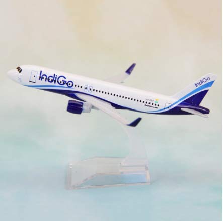Image of Toys Uncle Diecast Aeroplane Scale Model, 16 cm: (A320 Indigo)