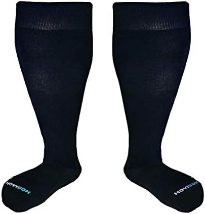 HOYISOX Big and Tall Compression Socks 20-30 mmHg, Comfortable Knee High Socks for Men and Women (as1, alpha, 3x_l, regular, regular, Black)