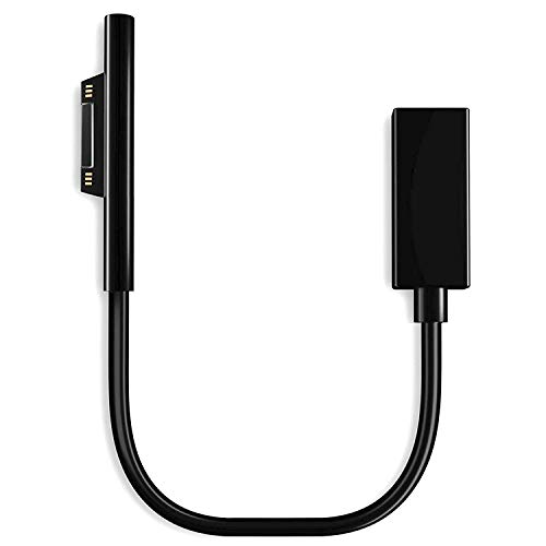 REEYEAR Connect to 45W Female USB-C Charging Cable Compatible with Microsoft Surface Go. Pro 7/6 / 5/4 / 3, Surface BookSurface Laptop Female USB-C Connector Black Cord 0.25Mtr