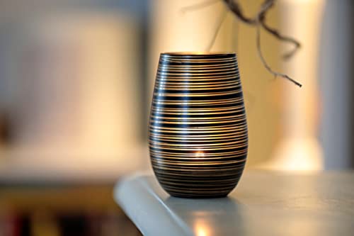 Stölzle Lausitz Wassergläser Twister Schwarz-Gold 6er-Set 465 ml – Allroundgläser für Wasser, Saft & Cocktails – Hochwertige Trinkgläser aus bleifreiem Kristallglas – Spülmaschinengeeignet & stoßfest