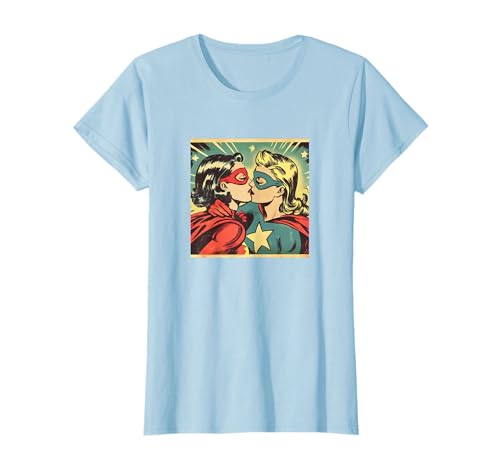 GAY AGENDA LGBT Superhelden Küssen Lesben LGBT Queer Liebe Meme Unisex T-Shirt Schwarz Small EU S Kurzarm Pride Parade LGBTQ+ Allies