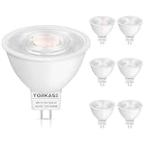 Torkase MR16 LED Bulb, 50W Halogen Equivalent, 5W GU5.3 12V Non-Dimmable, 5000K Daylight White, 6 Pack, UL Listed, Flicker-Free, Bright and Clear, for Outdoor Landscape and Indoor Lighting