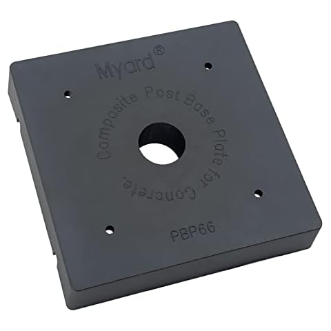 PBP Myard 6x6 Post Base Plate for Wood Post, Anti-UV Sturdy 1-inch Stand-Off Wood to Concrete Base Plate, Thickened Sides, Support Patio Decking, Pavilion, Porch, Handrail Railing (6" x 6", 4-Pack) Cover