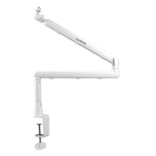Image of Kadence NB55-WH Touring Series Professional Mic Boom Arm Stand | Heavy-Duty Steel Build & 1.5kg Load Capacity | 360 Adjustable Desk Mount | For Podcasting, Streaming & Studio Recording | White