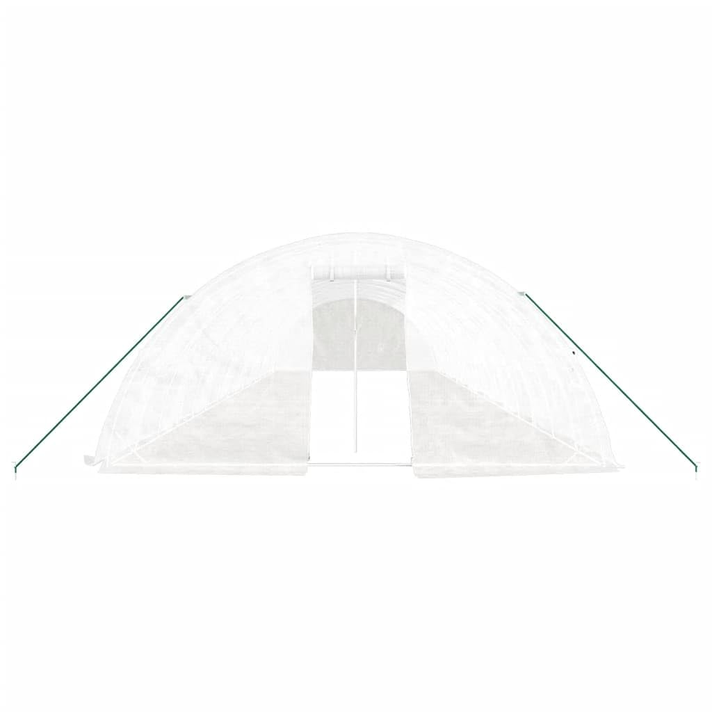 Szklarnia ze stalową ramą, biała, 80 m², 16 x 5 x 2,3 m, tunel foliowy z PE 140 g m², odporny na rozdarcie domek dla roślin do domku na pomidory, domek do uprawy pomidorów, do uprawy