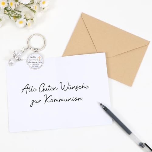 Augesak Kommunion Geschenke für Mädchen Junge, Schutzengel Kommunion Schlüsselanhänger mit Grußkarten, Glücksbringer Schutzengel Erstkommunion Anhänger, Kleine Geschenke zur kommunion Deko
