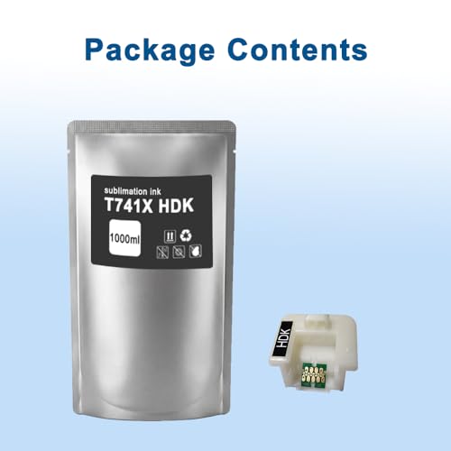 Oritdge T741X Dye Sublimation Tinte HDK Schwarz 1000-ml für Sele Drucker T7411 T7412 T7413 T7414 T741X Kompatibel mit Surecolor F6070 F6200 F9200 F7000 F6270 F7200 F6000 F7270