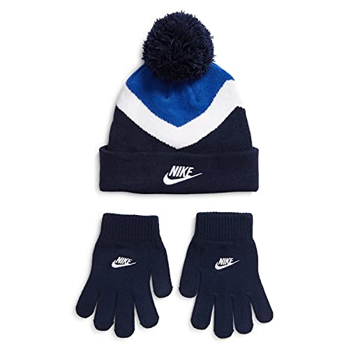 Bonnet et gants Nike garçon colorblock bleu marine et royal en taille unique