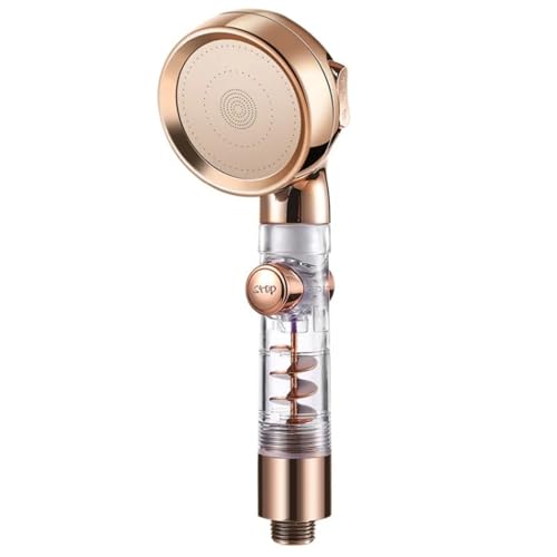 Super Mundo - Alcachofa de ducha alta presión con filtro 3 modos, Grifo ducha con alta presión, Cabezal de ducha de ahorro de agua con e interruptor(dorado,93856)