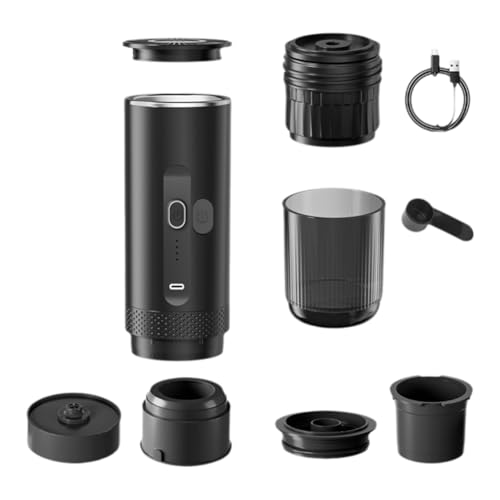 Qomcsrl Cafetera Eléctrica para Coche, Camping, Portátil, 2 en 1, para Cápsulas de Café en Polvo, para Viajes