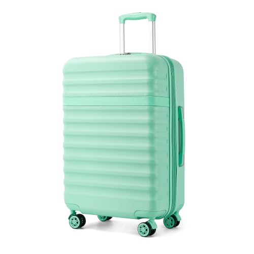 Kono Checked Luggage 24in Expandable Spinner TSA Lock ABS+PC Mint Green