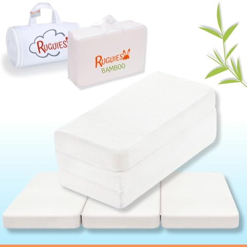 RUGUIES MAX BAMBOO- Reisebettmatratze 120 x 60 cm für Babys,faltbar und...