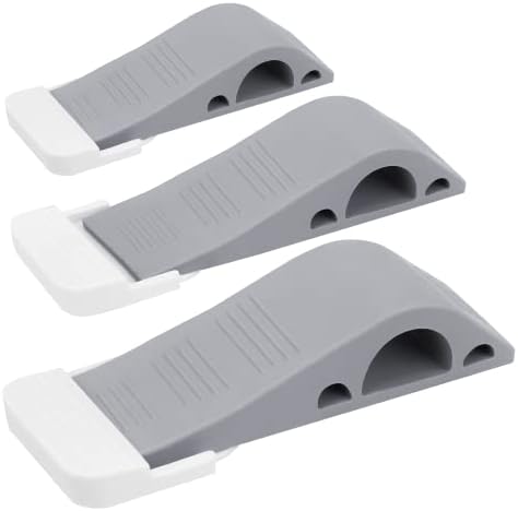 Wundermax Door Stoppers - Pack of 3 Rubber Door Wedge for Carpet, Hardwood, Concrete and Tile - Home Improvement Accessories - Gray