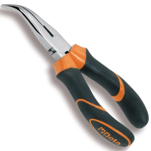 Beta 1168BM 160 - Pinze a becchi mezzotondi lunghissimi piegati zigrinati cromate impugnatura bimateriale