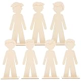 NUOBESTY Wooden People Cutouts 20pcs Unfinished People Centerpieces Boy Girl Slices Graffiti Painting Chip Unpainted Figurine Shapes for DIY Wood Craft Supplies