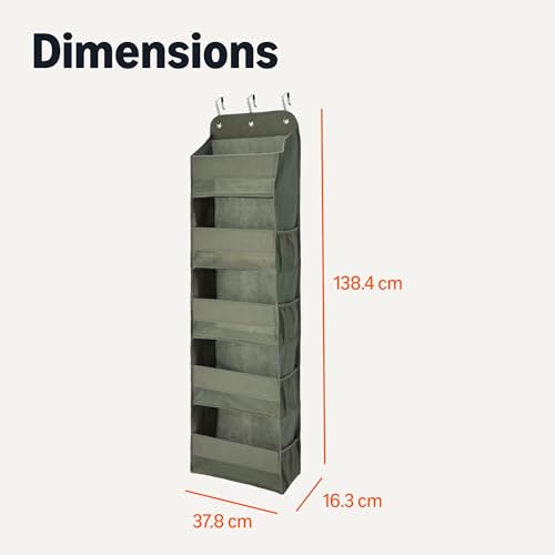 Amazon Basics Organiseur de porte à 5 niveaux, grand format, 38.1 x 16.5 x 139.7 cm, anthracite – Image 3