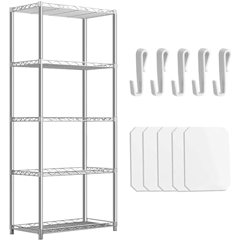 HMIEPRS 5-Tier Metal Shelving Unit with Hooks Cover