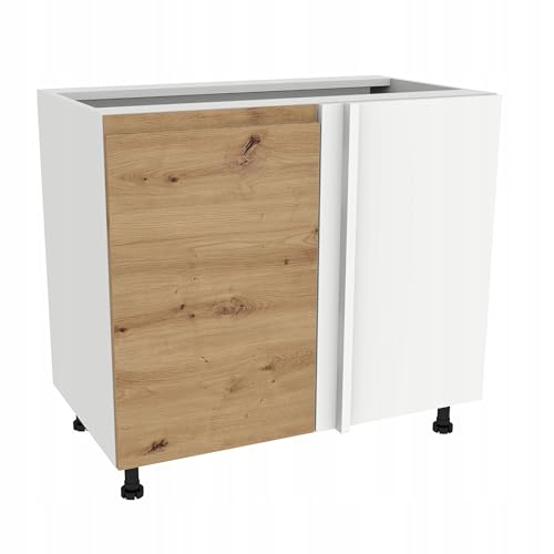 Laclar FREZO Eck-Unterschrank - Grifflos - Soft-Close - Modern - Optimale Raumnutzung & Stauraum - 105x52x82 cm - Weißfront grifflos Eiche Artisan