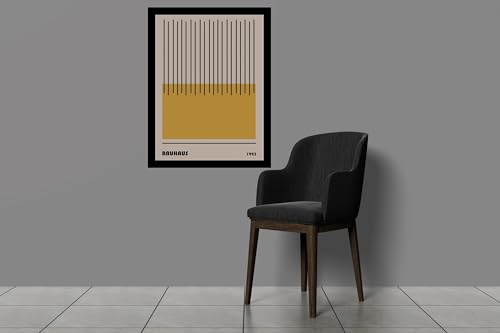 Image of BLINKART Vintage Bauhaus Retro Geometric Aesthetic Poster Gallery | Colorful Wrap Framed For Home Office Studio Living Room Modern Art Studio Decoration Abstract Shapes | (d145) | 13x10 Inch