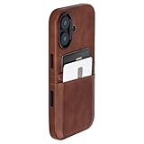 Dockem Kartenhülle für iPhone 17 mit Magnetischer Montageplatte, Kamera-Steuertaste, Brieftasche mit 2 Kartenfächern: M2 Exec Premium Synthetisches Leder (Braun)