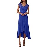 Robe Ceremonie Femme Robe De Mariée De Mariée Champêtre Courte Tenue Mariage Hiver Chic pour Invité Guinguette Fete Rose Jupe Reveillon Cocktail Bleu Roi Paillette Asymétrique Robes Soirée 3XL Nouvel