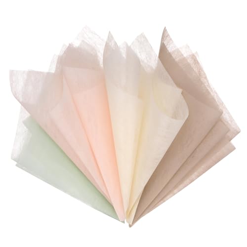 M METERXITY 152 Sheet Korean Cotton Wrapping Flower Paper - Floral Wrapping Paper Waterproof Bouquet Wrapping Paper Apply to Gift Packaging(11.8x11.8inches Beige+Nude+Pink+Green)