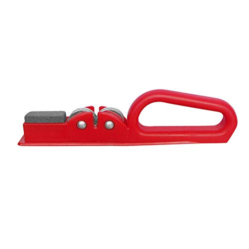 Afiladores de cuchillos, herramientas profesionales manuales con piedra de afilar y base antideslizante para cocinero y cocina casera, color rojo