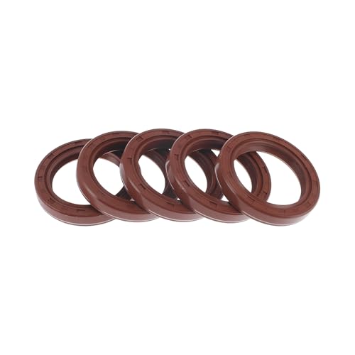 HEROFFIX Universal Oil Seal TC Double Lip W Steel Spring Seal Ring Rotary Shaft Seal 33x45x7mm High Pressure FKM Rubber Brown 5 Pcs