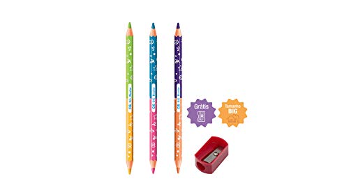 Lápis de Cor Jumbo Bi-Color, CiS, BIG, 52.2200, Sextavado, 6 Lápis / 12 Cores