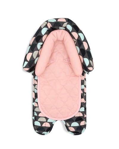 Travel Bug Baby & Toddler 2-in-1 Head Support Duo Head Support for Car Seats, Strollers & Bouncers (Grey/Teal/Pink), 8x2.75x10 Inch (Pack of 1)