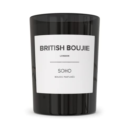 SOHO - Candela profumata di alta qualità, in scatola, lussuosa, calda e legnosa, con lunga durata, grande 280 g, cera naturale da 280 g, candela profumata regalo per donne e uomini (Soho)