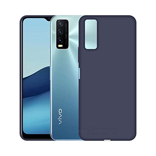 Image of Case Creation Liquid TPU Silicone Cover for Vivo Y20 Soft Case,Anti-Dirty Slim Case Frosted Matte Cute Candy TPU Raised Bezel (Splash of Color) Back Case Cover for VivoY20 -Navy Electric Blue