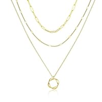 ZHITENG Collana Donna, Impilabile Strati Collana Girocollo Donna Catenina con Cerchio Ciondolo Dainty Collanine Regolabili Collane Moda Gioielli, Regali per Donne Ragazze Eleganti e Perfetto (Oro)