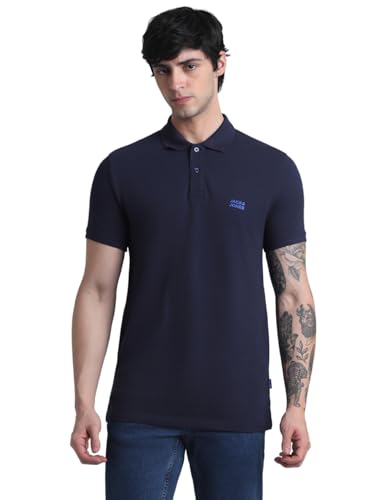 Image of Jack&Jones Men's Cotton Logo Print Slim Fit Polo