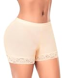 DERCA Butt Enhancer Hip Pads Lace Padded Boyshorts (#e27 Beige-mid lace,Small)
