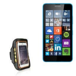 BoxWave Case for Microsoft Lumia 640 (Case JogBrite Sports Armband, High Visibility Safety Light LED Runners Armband for Microsoft Lumia 640, Microsoft Lumia 640, 650 - Bold Orange