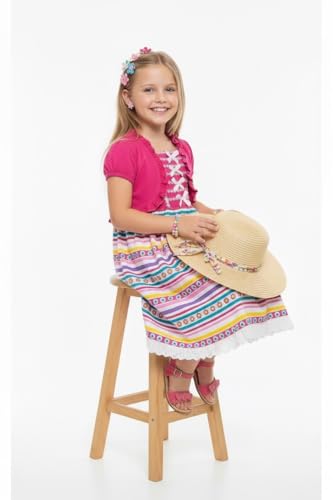 Image of ToBeInStyle Girls Two Piece Short Sleeve Dress and Matching Bolero Crop Cardigan Assorted Prints Cotton Blend Summer Outfit